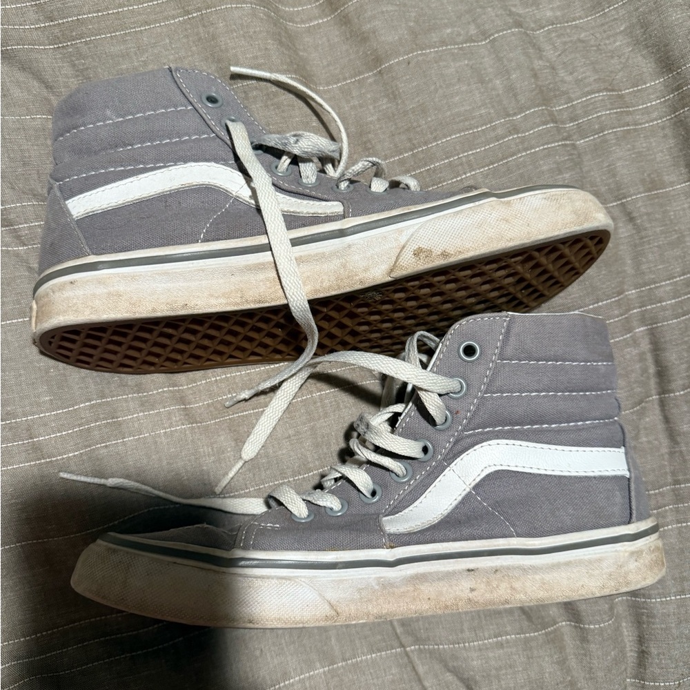 Vans Gray and White High-Top Sneakers